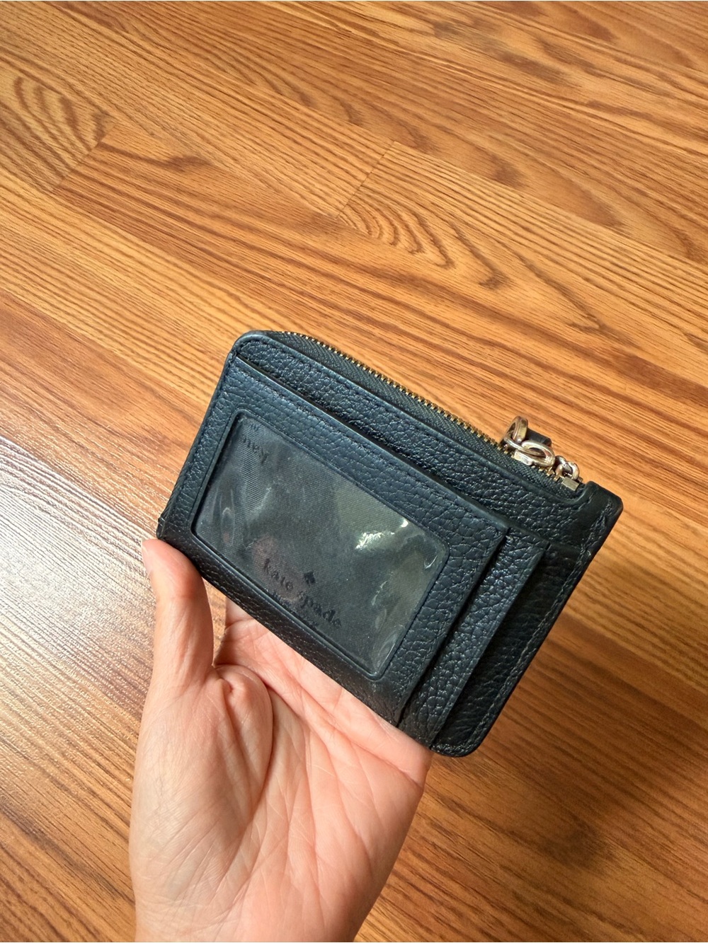 kate spade Black Pebbled Leather Wristlet Card Case with Key Ring - Picture 2 of 8